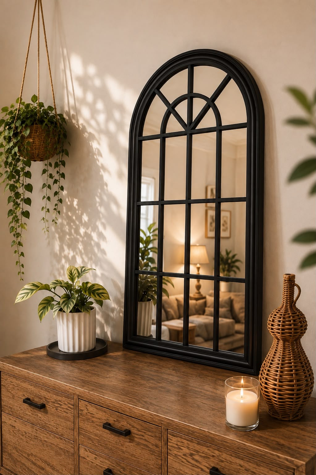 Arched Window-Style Wall Mirror