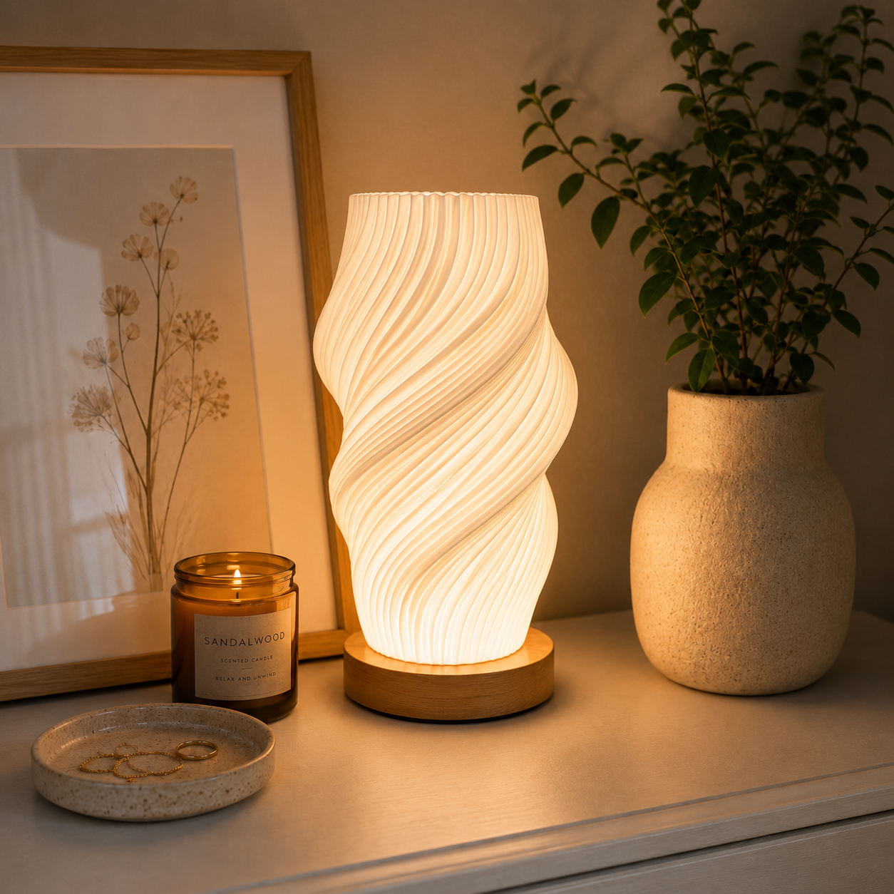 Sculptural Wave Table Lamp