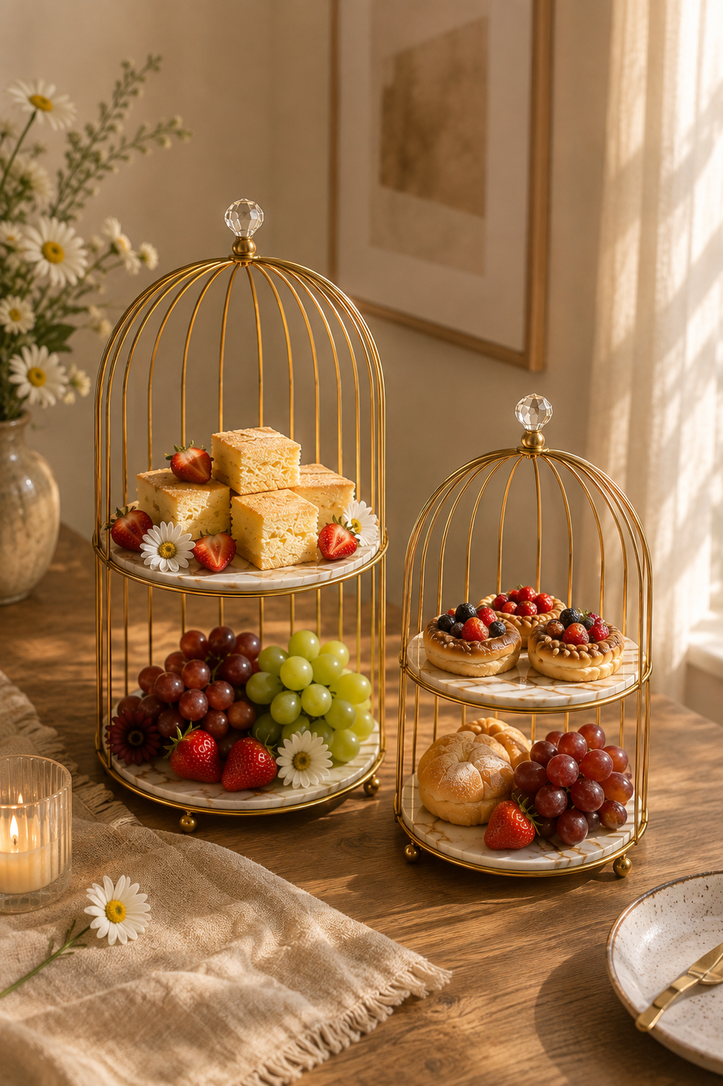 Gold Two-Tier Display Stand