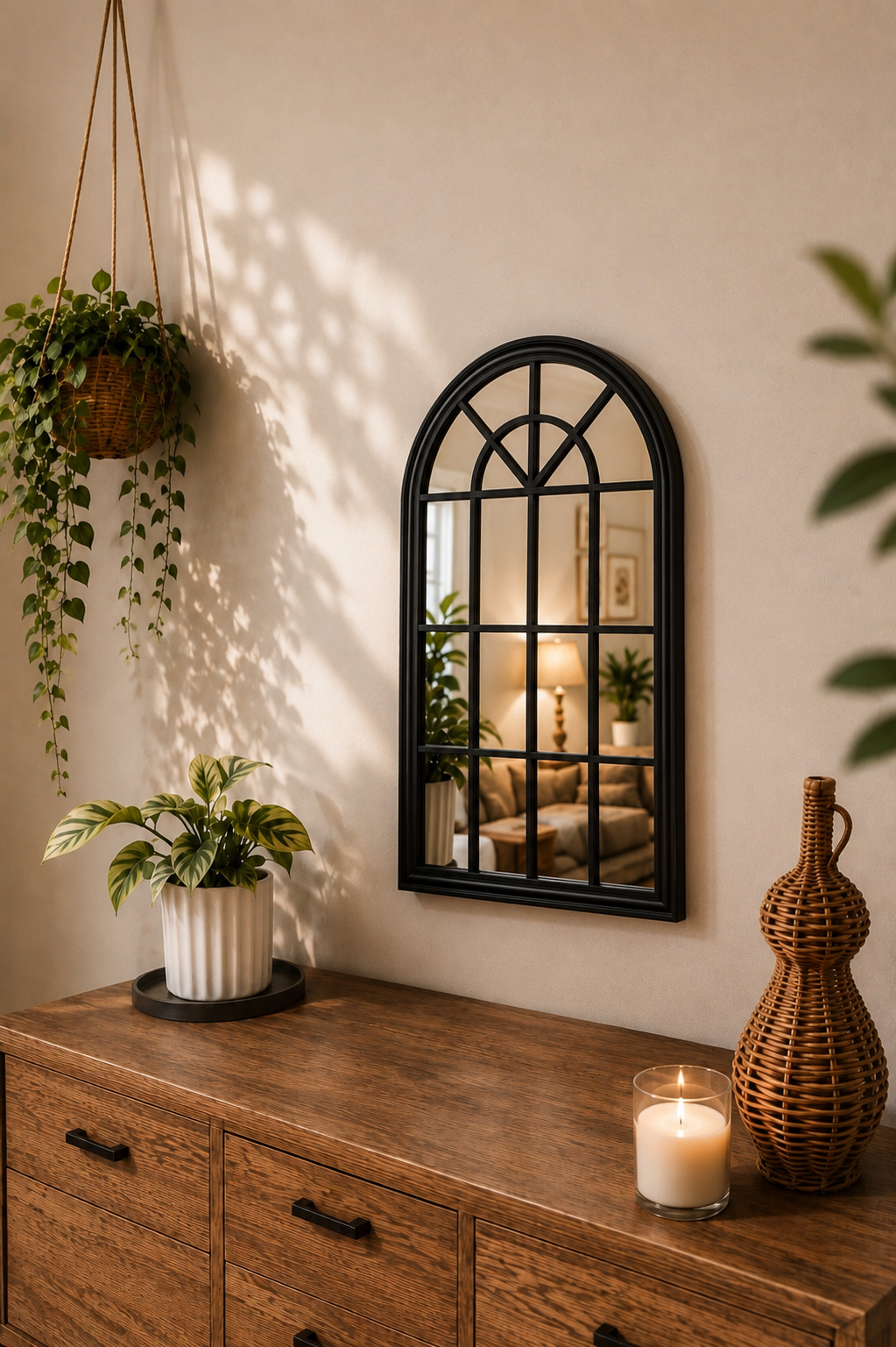 Arched Window-Style Wall Mirror